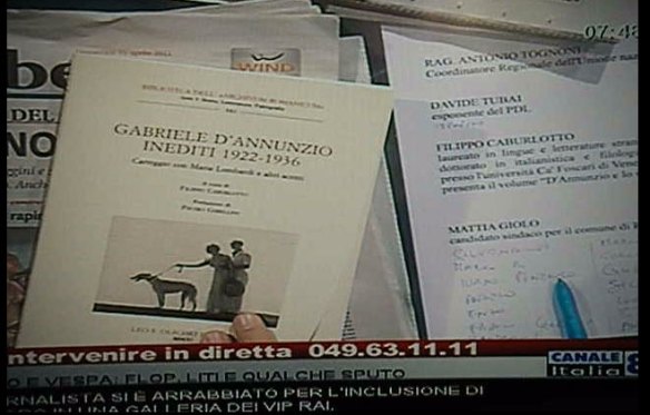 Canale Italia 83 - Notizie Oggi, 10 aprile 2011, ospite Filippo Caburlotto con Gabriele d'Annunzio Inediti 1922-1936